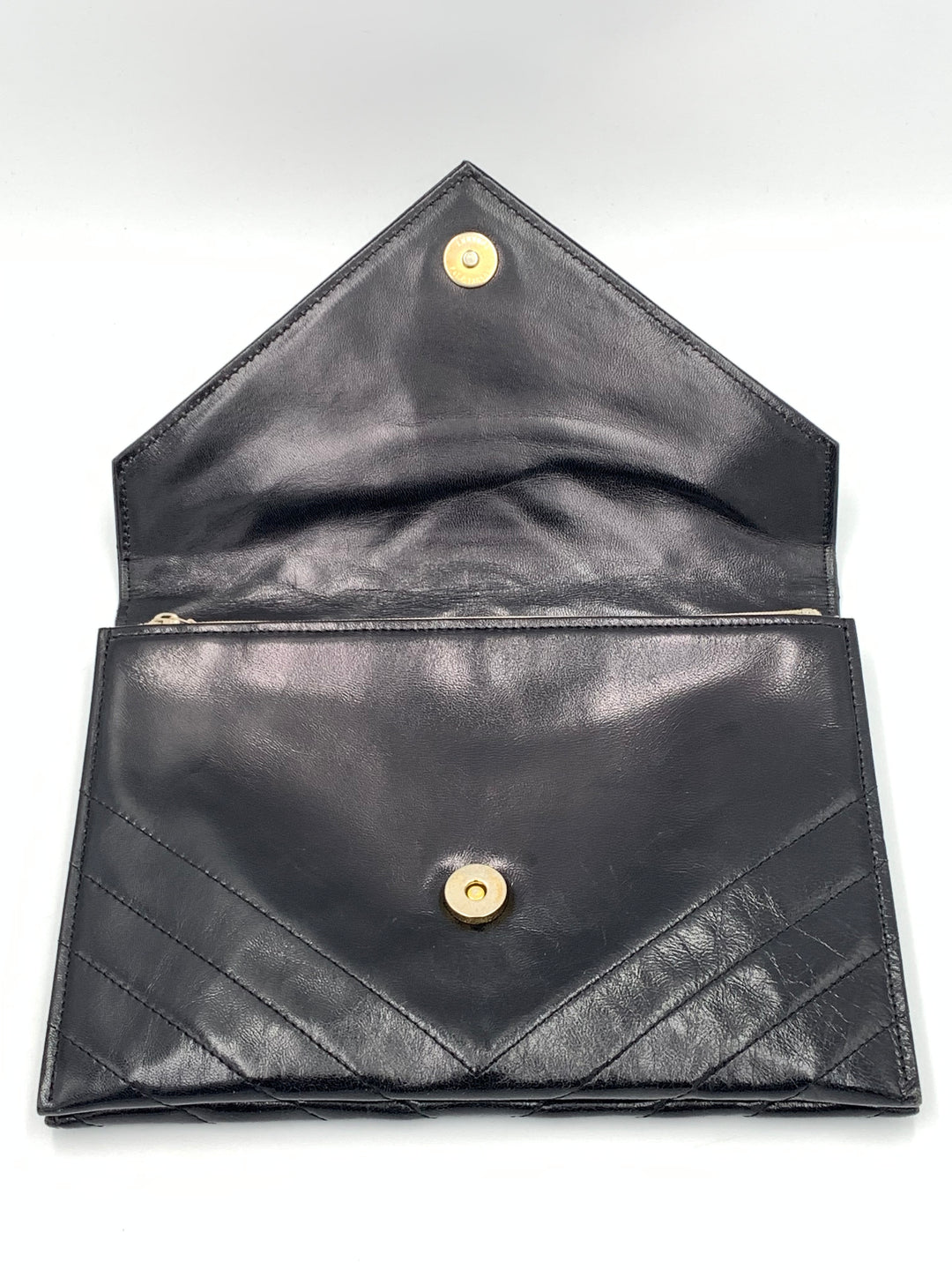 Yves Saint Laurent Black Leather Clutch Bag