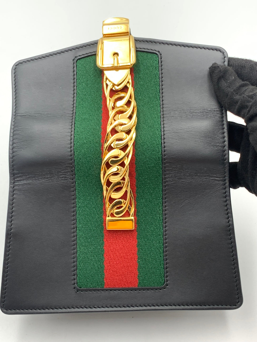 Gucci Black Leather Super Mini Sylvie  Chain Shoulder Bag