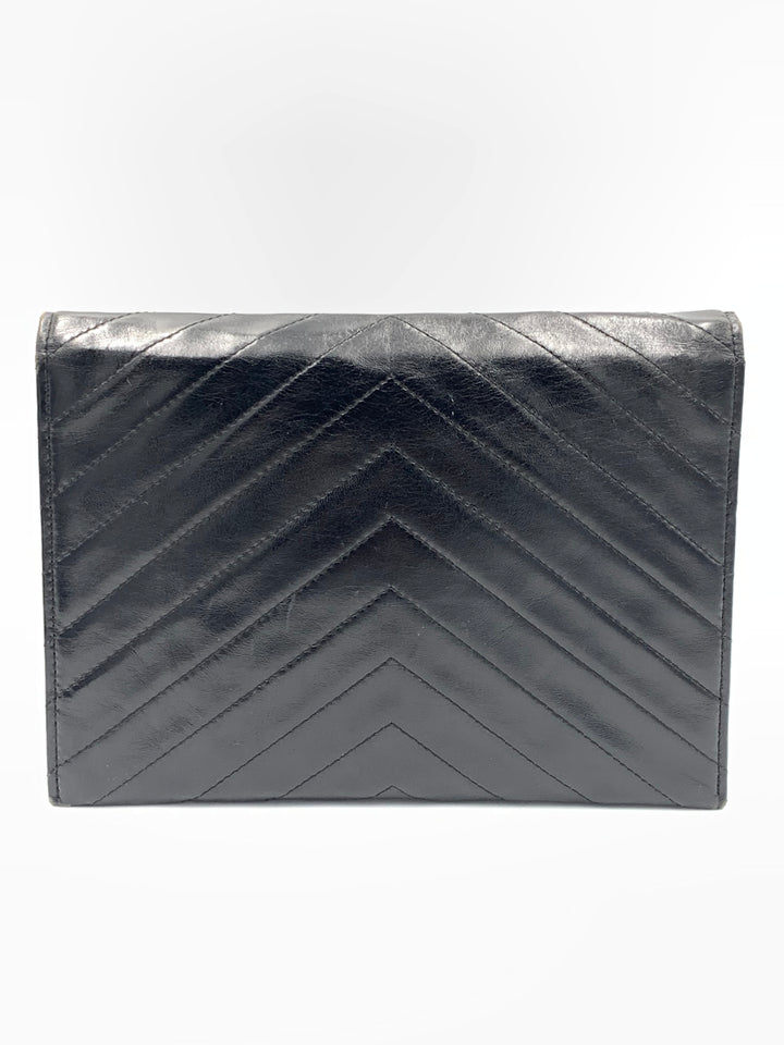 Yves Saint Laurent Black Leather Clutch Bag