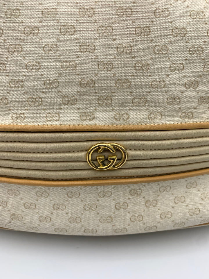 Gucci Micro GG White Vintage Bucket Bag with Pouch