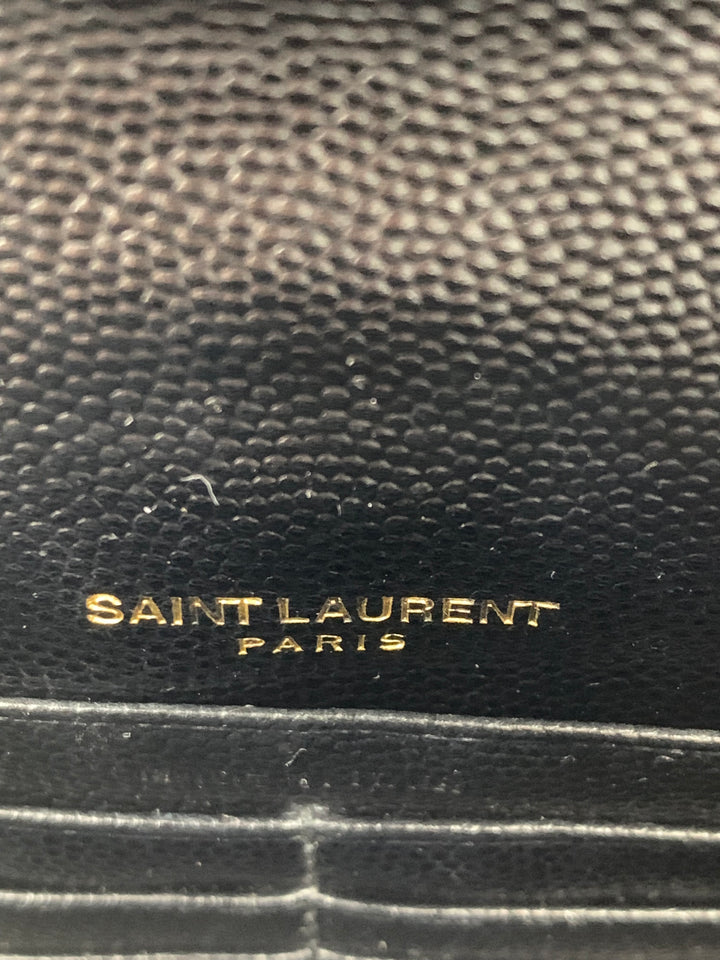 YSL Black Cassandre Envelope Chain Wallet-Gold