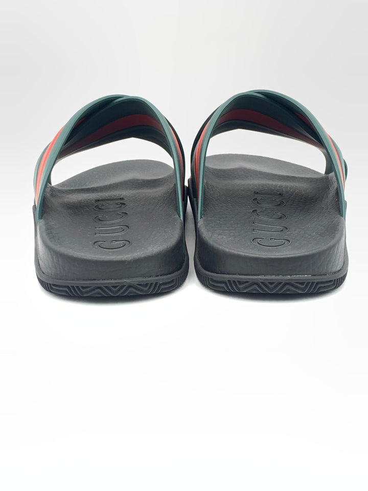 Gucci Multicolor Rubber Interlocking G Flat Slides