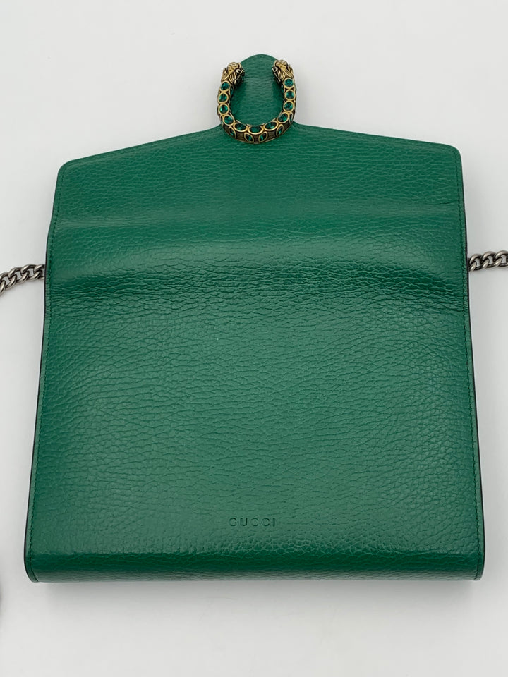 Gucci Dionysus Leather Mini Chain Bag Emerald Green