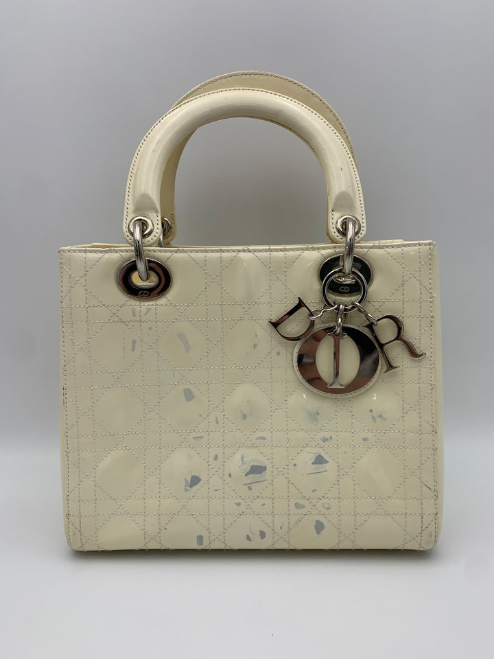 Lady Dior in Beige Cannage Patent Leather