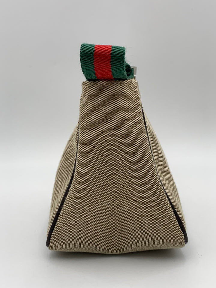 Gucci Beige Canvas Web Pochette