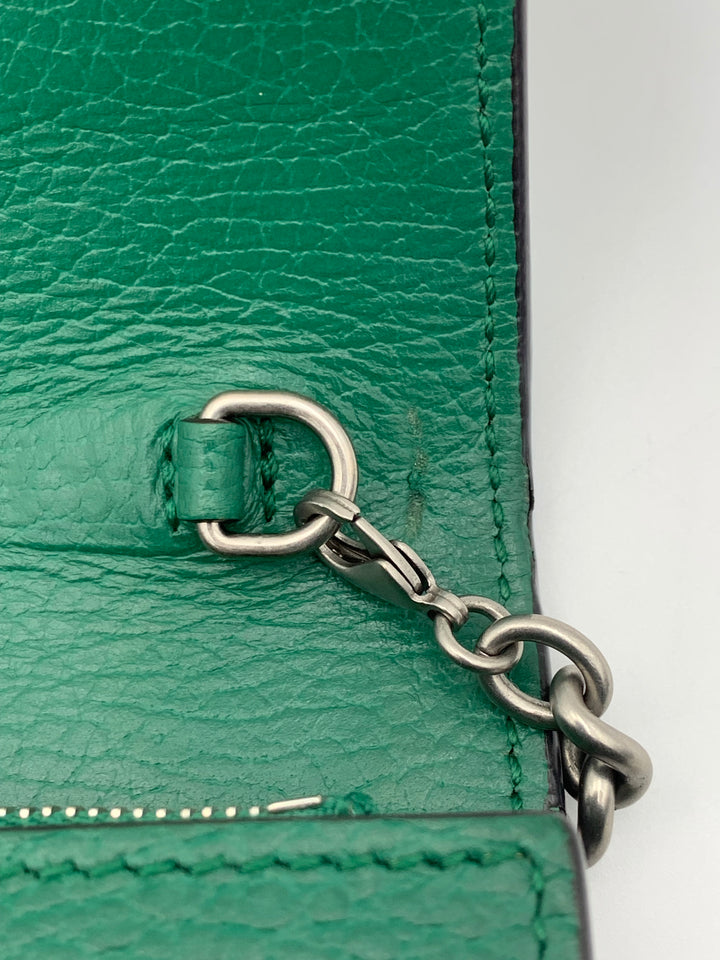 Gucci Dionysus Leather Mini Chain Bag Emerald Green