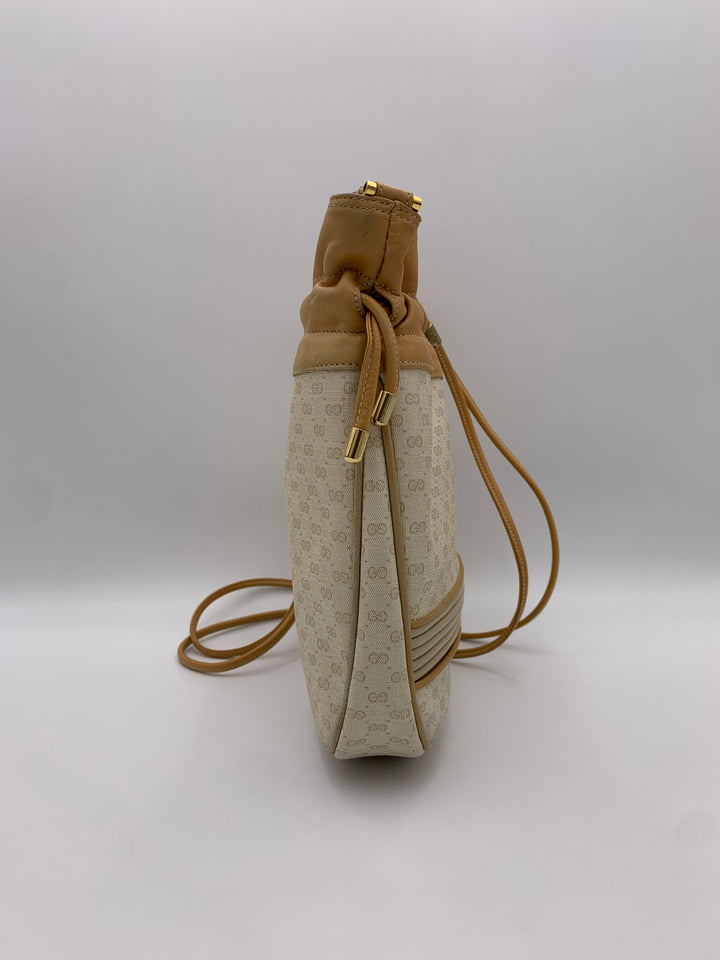 Gucci Micro GG White Vintage Bucket Bag with Pouch