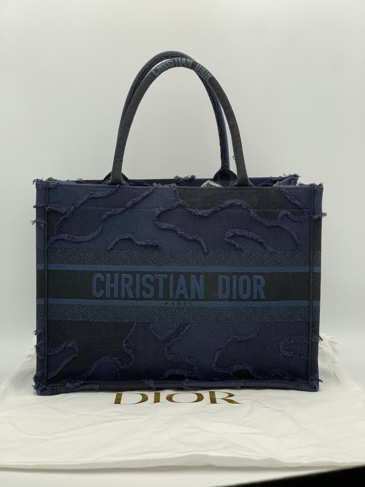 Christian Dior Camouflage Embroidered Canvas Medium Book Tote Bag