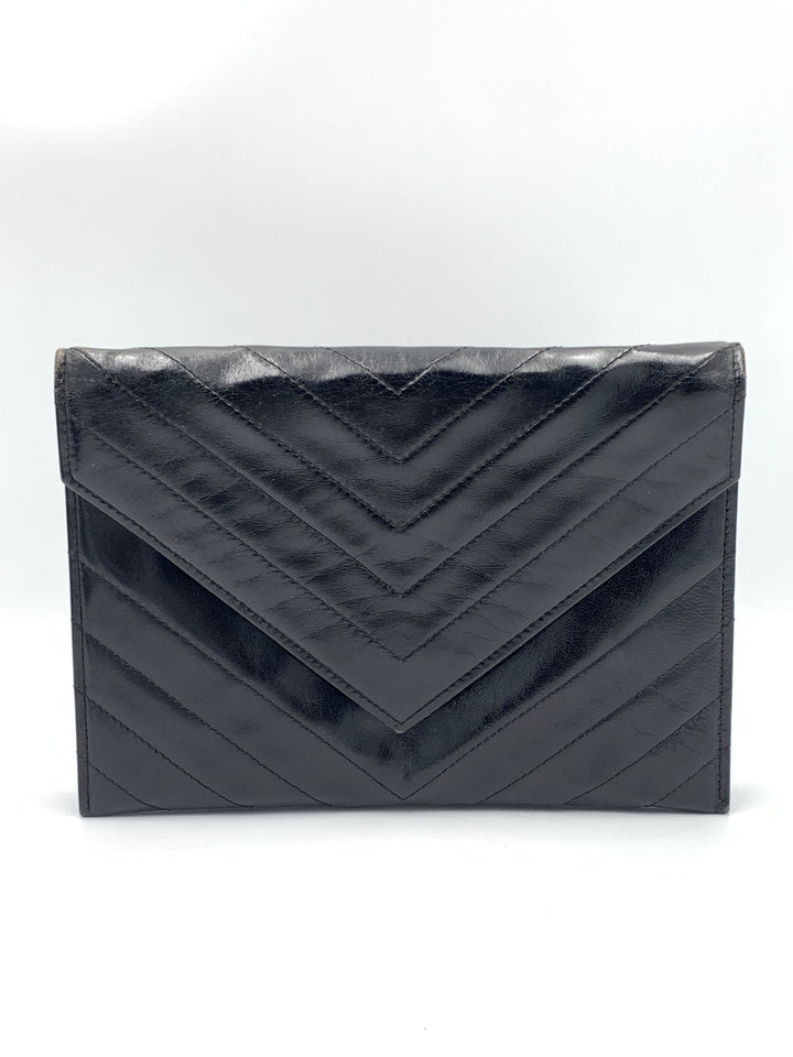 Yves Saint Laurent Black Leather Clutch Bag