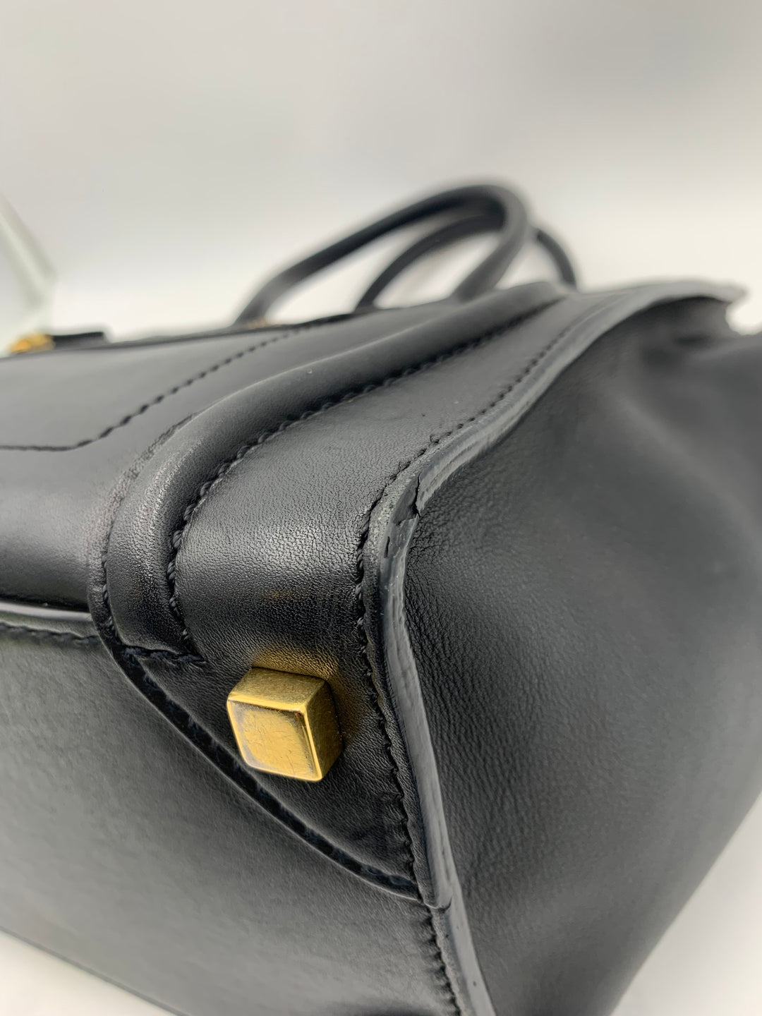 Celine Black Leather Micro Luggage Tote Bag