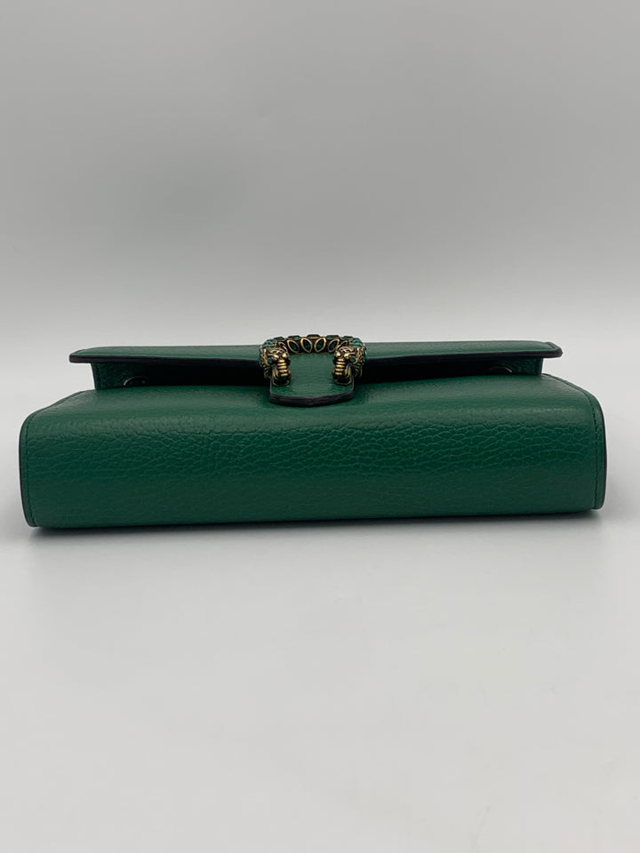 Gucci Dionysus Leather Mini Chain Bag Emerald Green