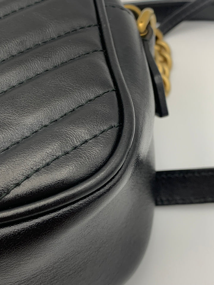 Gucci Black Marmont Matelasse Small Camera Bag