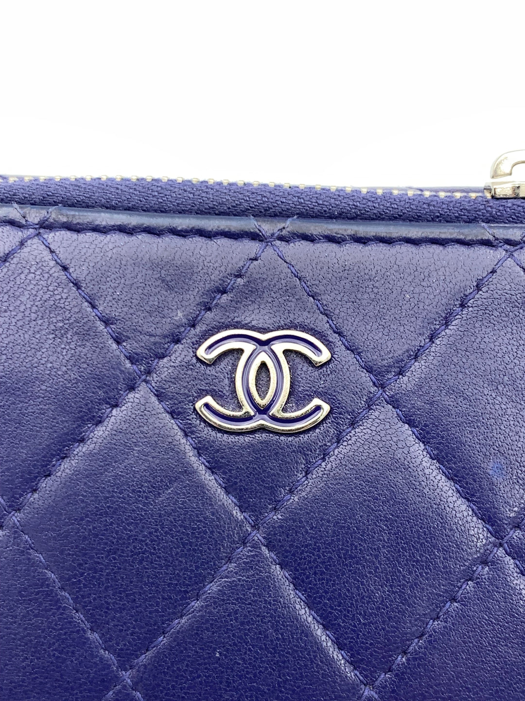 Chanel Blue Lambskin Compact Wallet