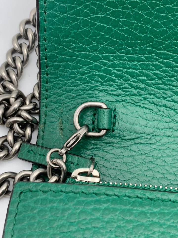 Gucci Dionysus Leather Mini Chain Bag Emerald Green