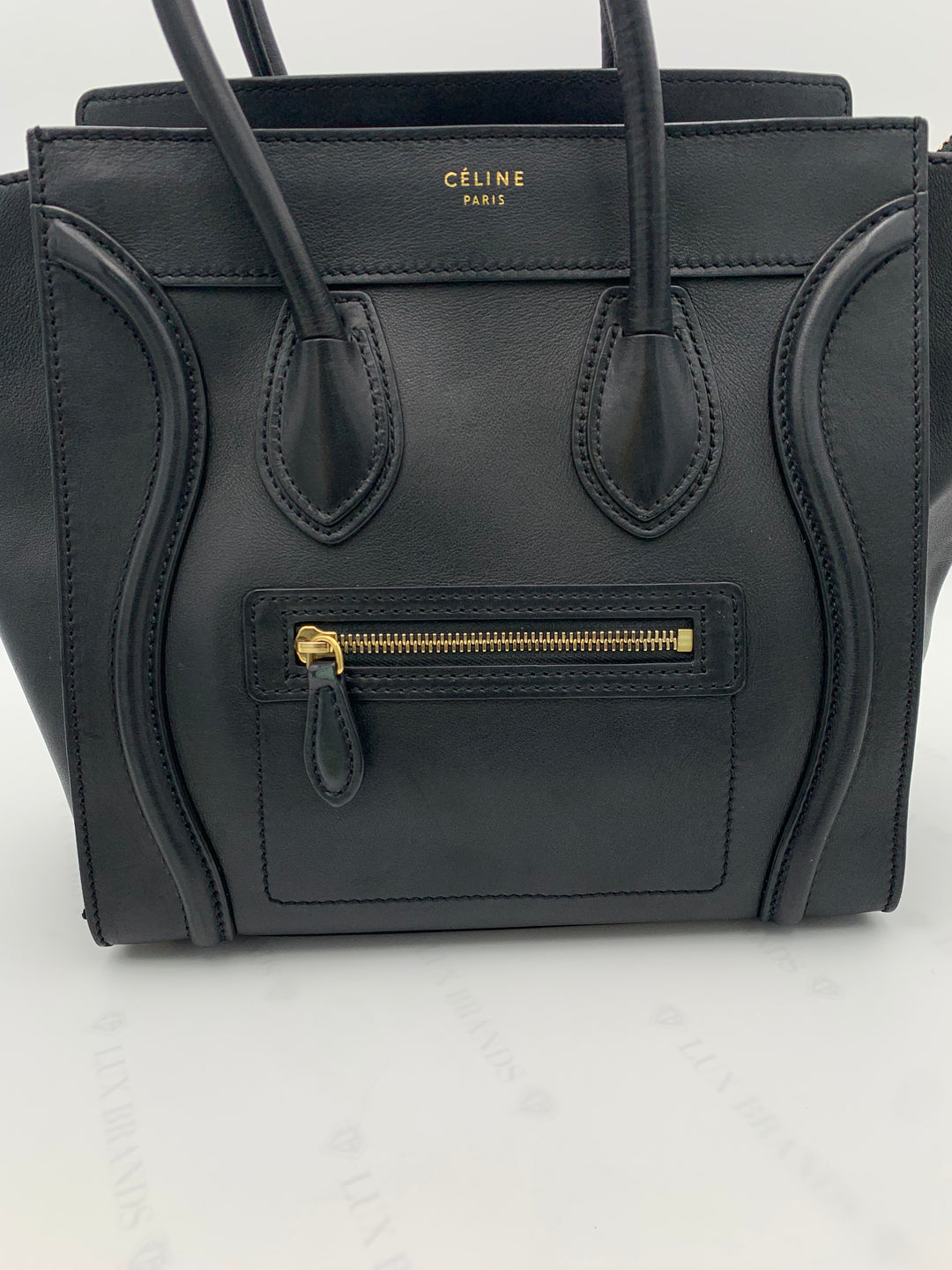 Celine Black Leather Micro Luggage Tote Bag