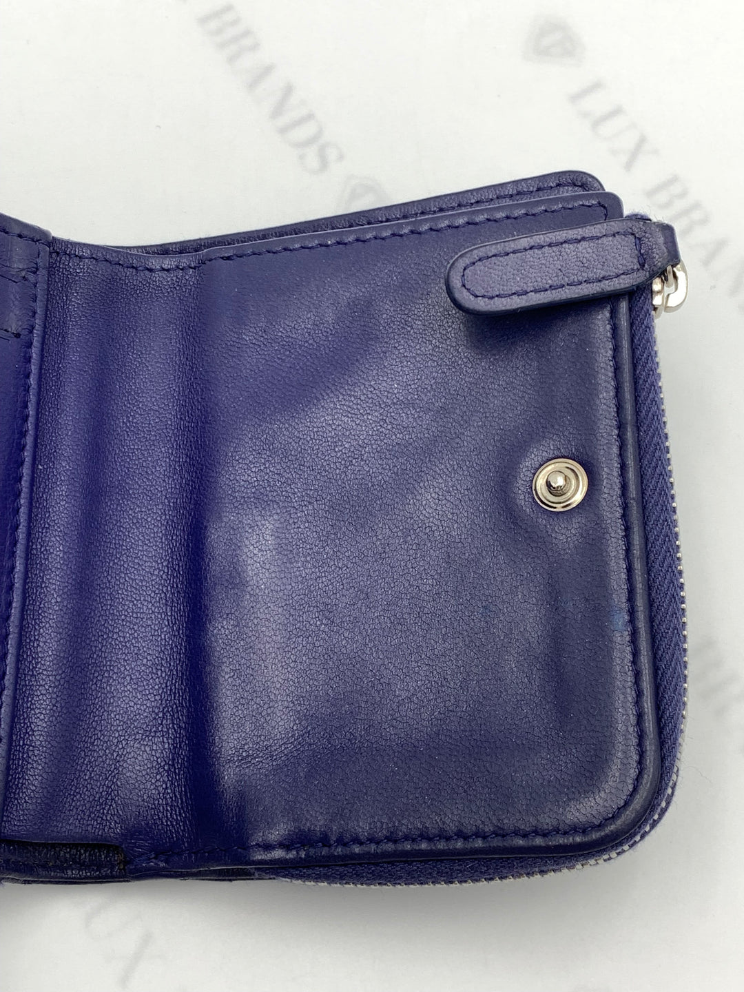 Chanel Blue Lambskin Compact Wallet