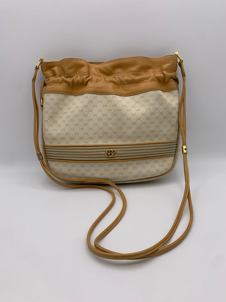 Gucci Micro GG White Vintage Bucket Bag with Pouch