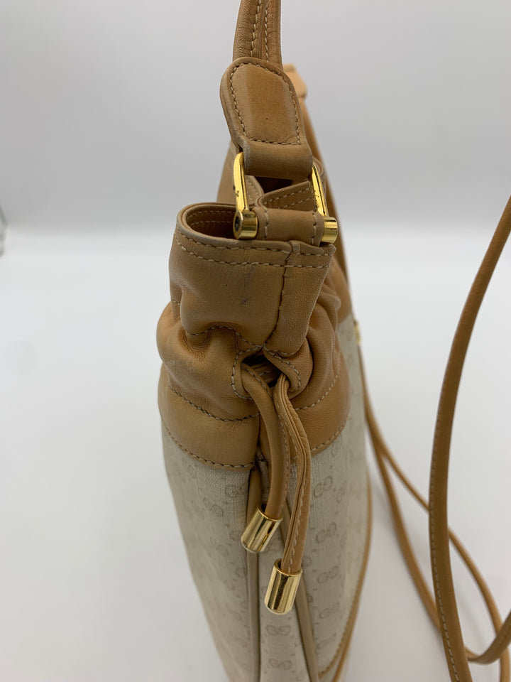 Gucci Micro GG White Vintage Bucket Bag with Pouch