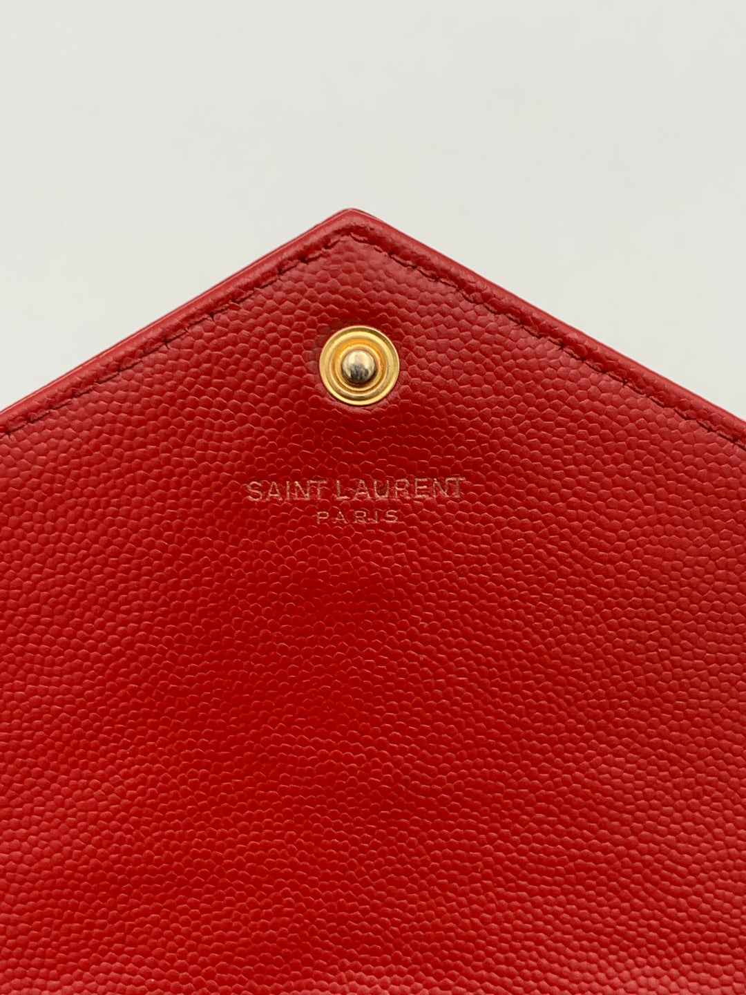 YSL Red Cassandre Envelope Chain Wallet Gold