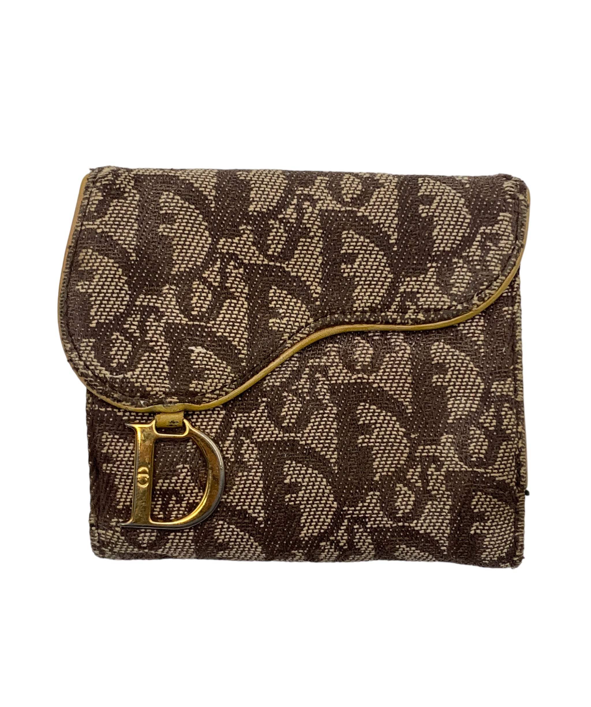 小物 Dior Saddle Trotter Canvas Wallet Christian Dior Trotter Canvas Compact Wallet - Brown – Lux Brands UAE
