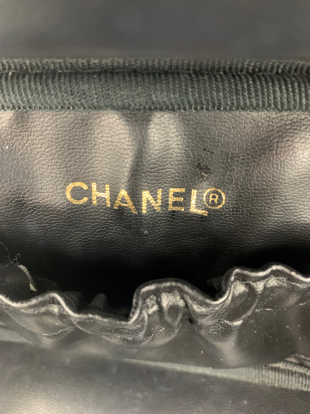 Chanel Vintage Black Leather CC Vanity Case