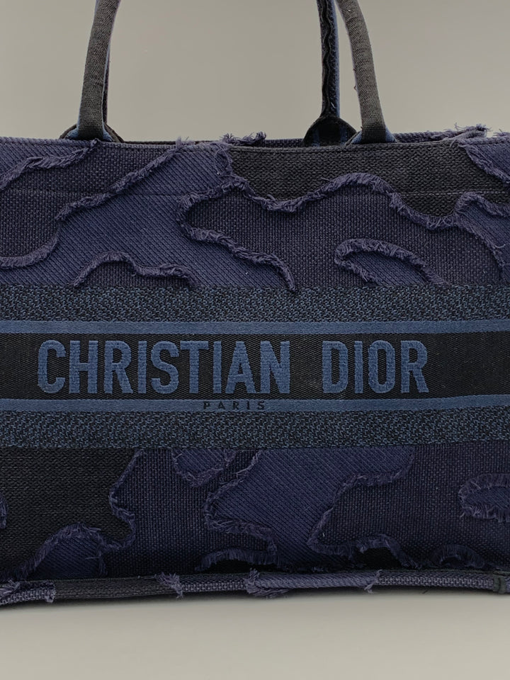 Christian Dior Camouflage Embroidered Canvas Medium Book Tote Bag