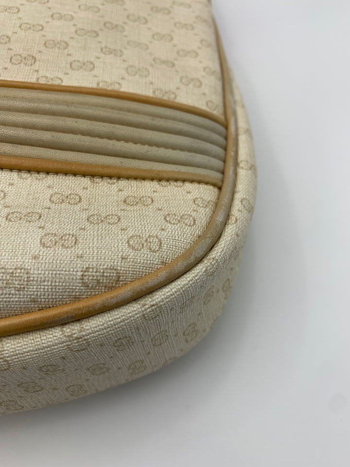 Gucci Micro GG White Vintage Bucket Bag with Pouch