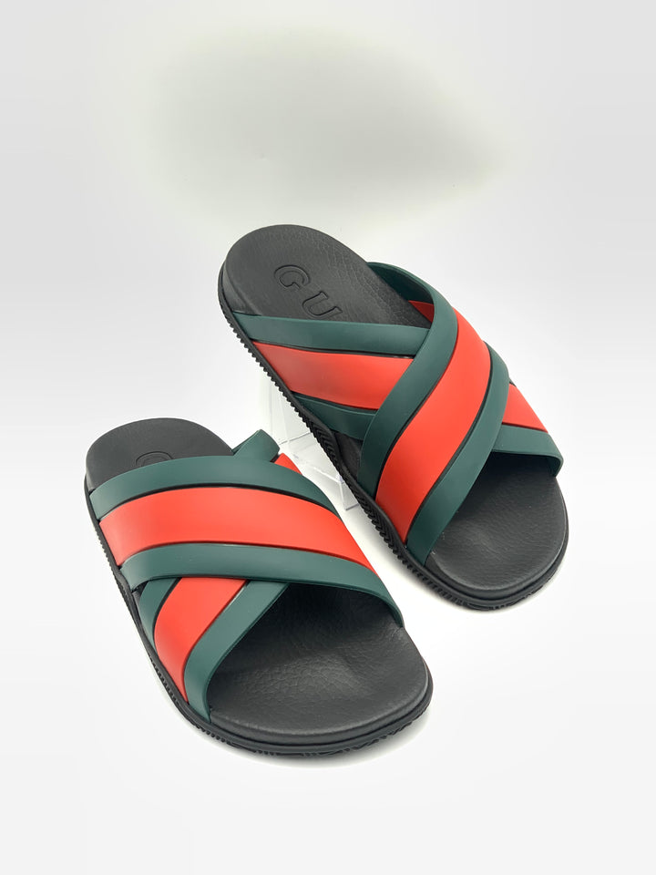 Gucci Multicolor Rubber Interlocking G Flat Slides