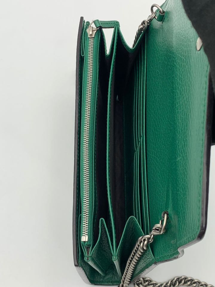 Gucci Dionysus Leather Mini Chain Bag Emerald Green