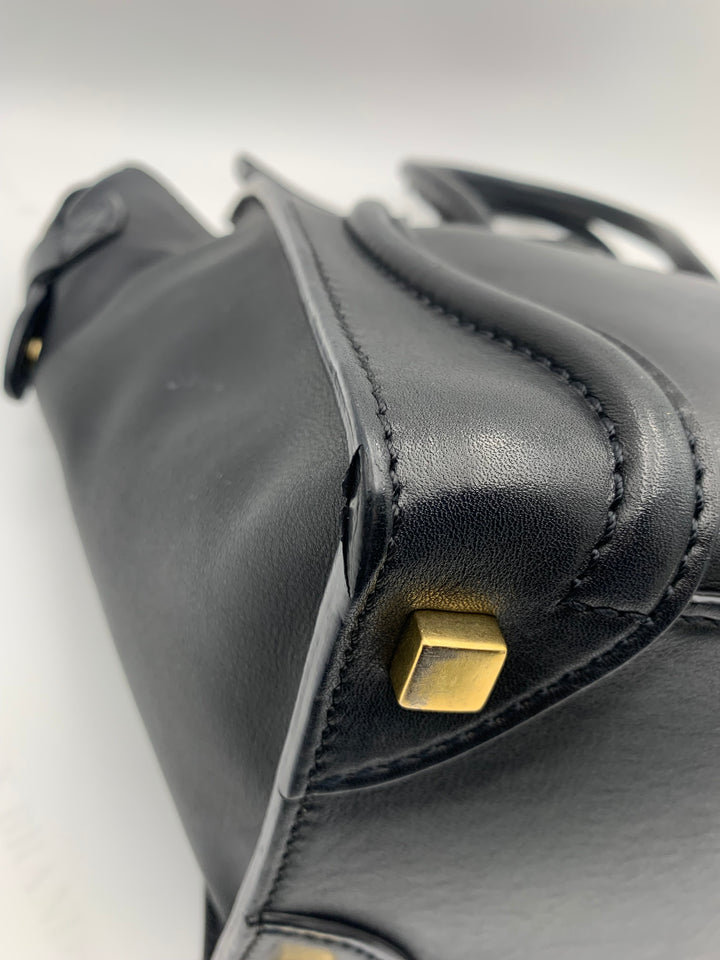 Celine Black Leather Micro Luggage Tote Bag