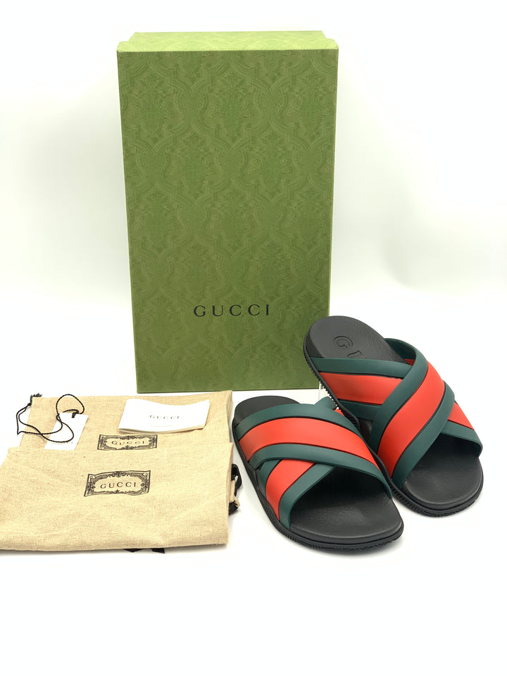 Gucci Multicolor Rubber Interlocking G Flat Slides