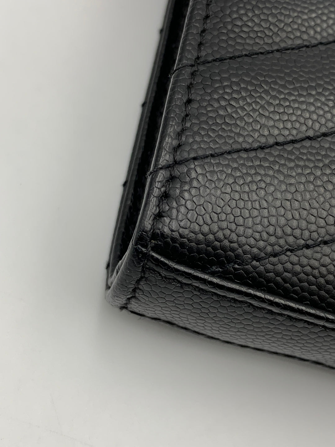 YSL Classic Cassandre Chain Wallet in Grain De Poudre Leather Black