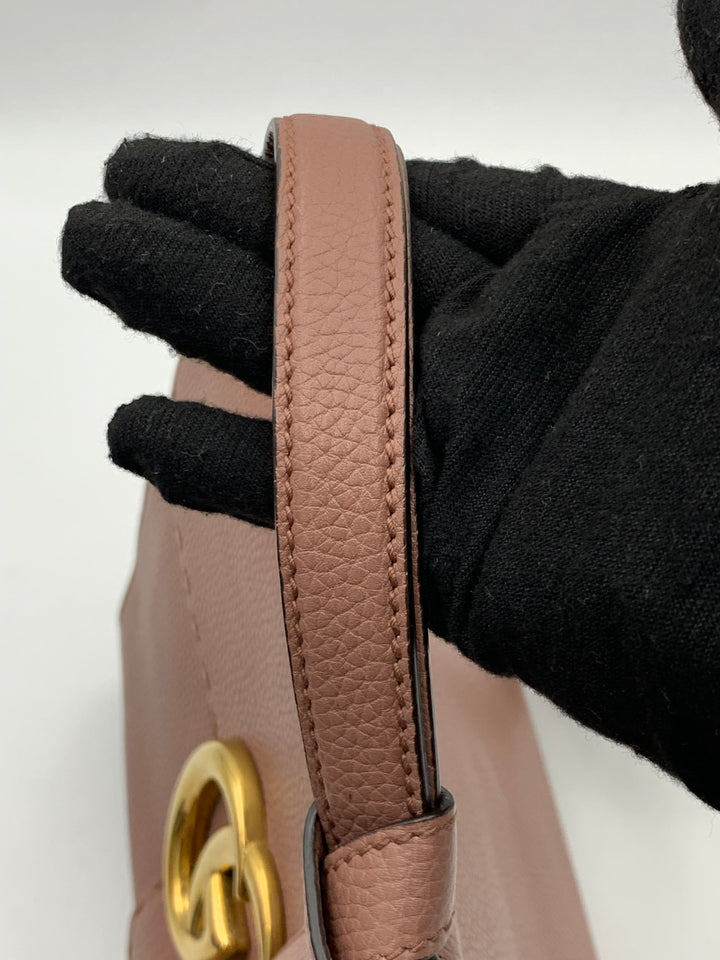 Gucci Pink Leather Marmont Top Handle Bag