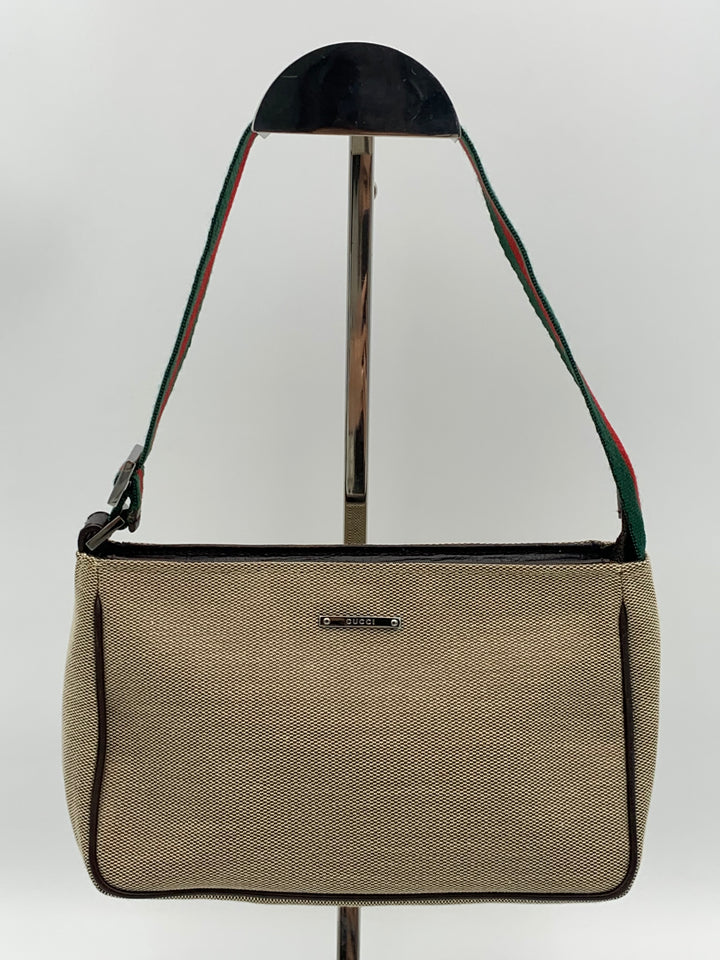 Gucci Beige Canvas Web Pochette