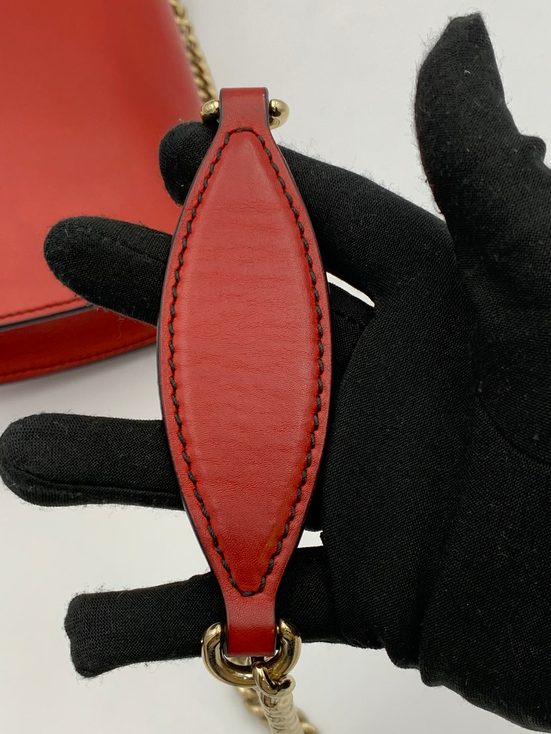 Gucci Coral Red Leather Small Emily Chain Shoulder Strap