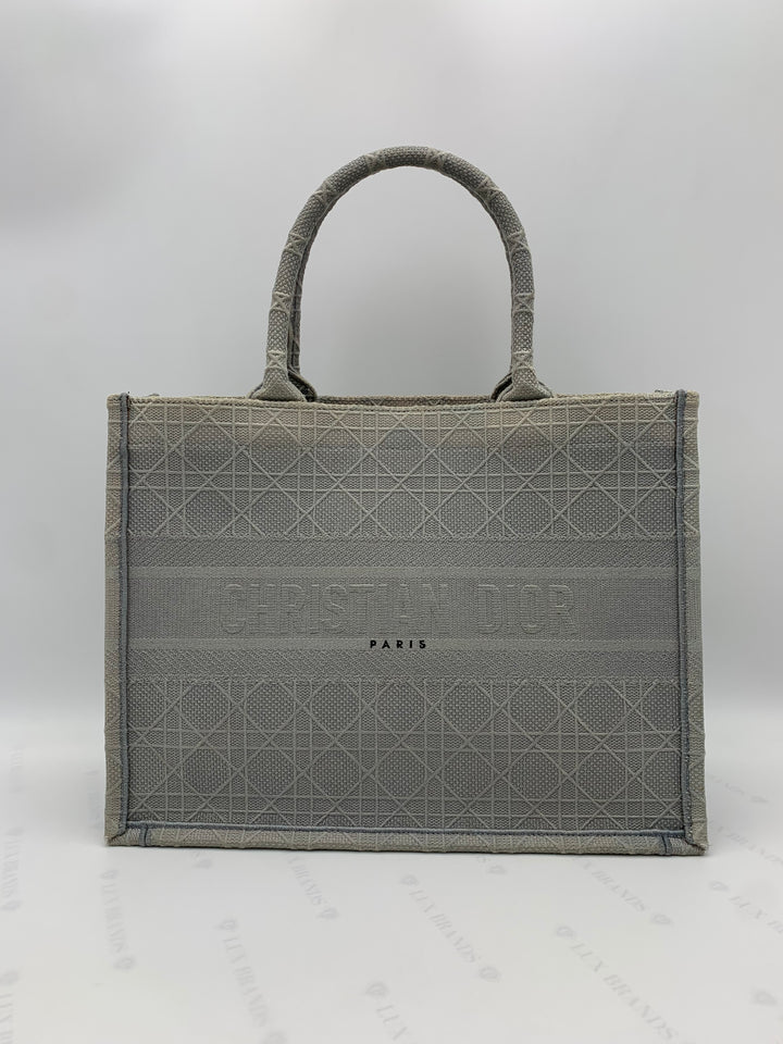 Dior Grey Canvas Medium Book Tote Bag