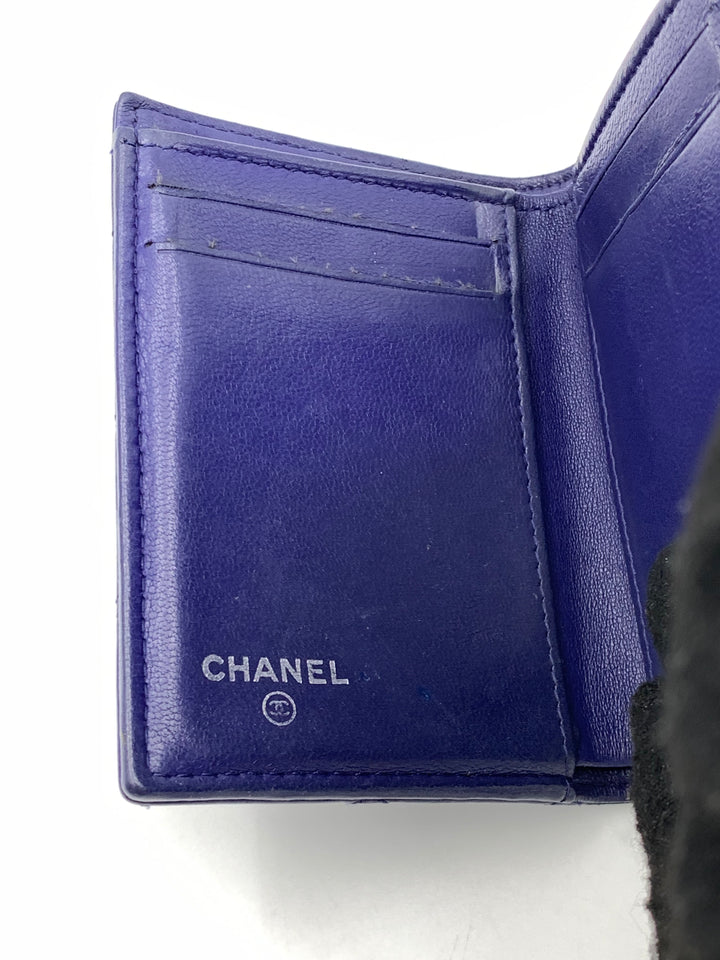 Chanel Blue Lambskin Compact Wallet