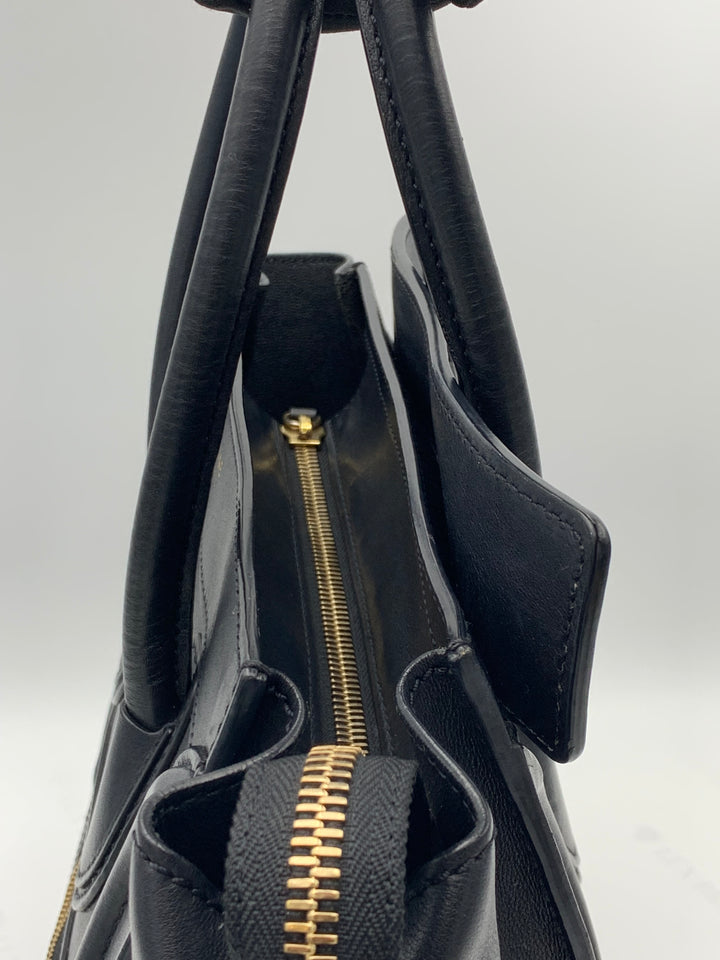 Celine Black Leather Micro Luggage Tote Bag