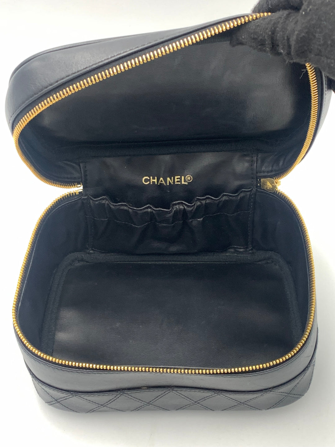 Chanel Vintage Black Leather CC Vanity Case