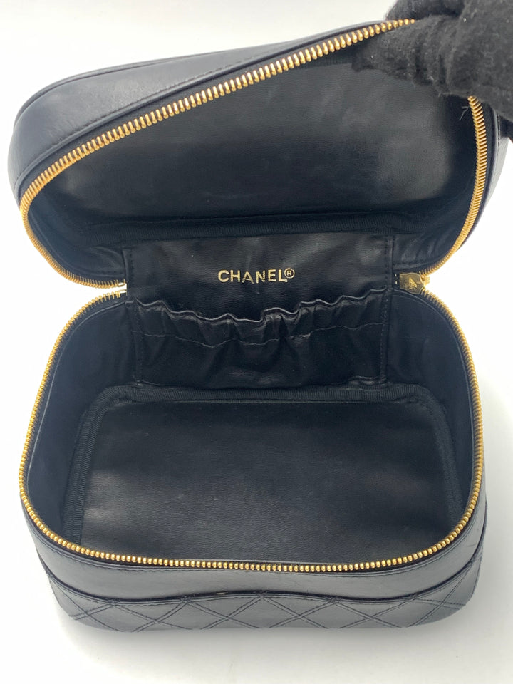 Chanel Vintage Black Leather CC Vanity Case