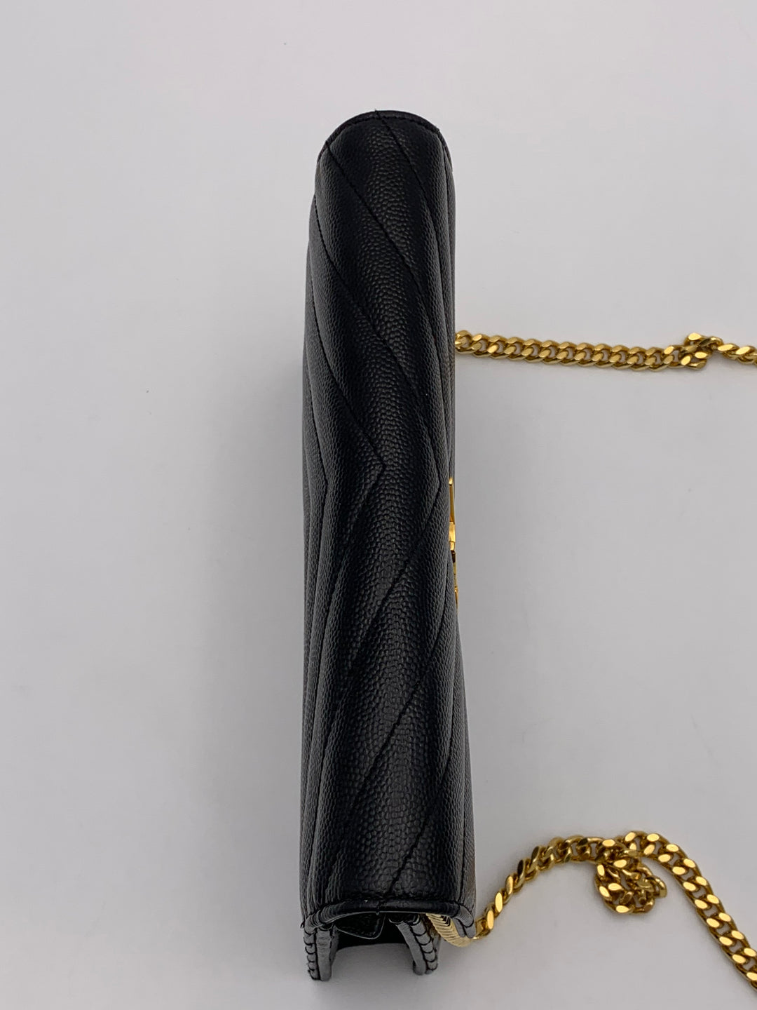 YSL Black Cassandre Envelope Chain Wallet-Gold