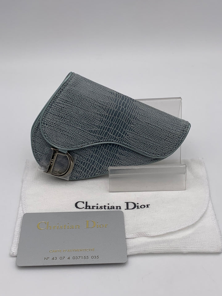 Christian Dior Blue Saddle Coin Case