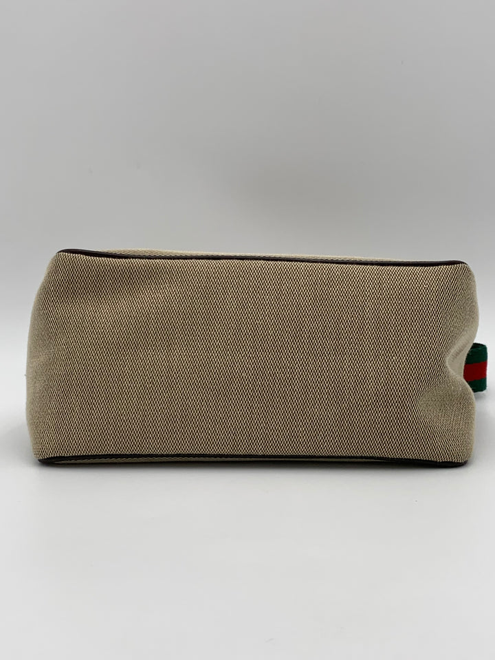 Gucci Beige Canvas Web Pochette