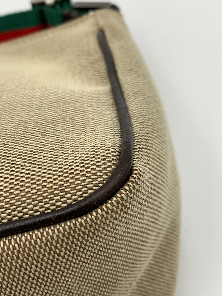 Gucci Beige Canvas Web Pochette