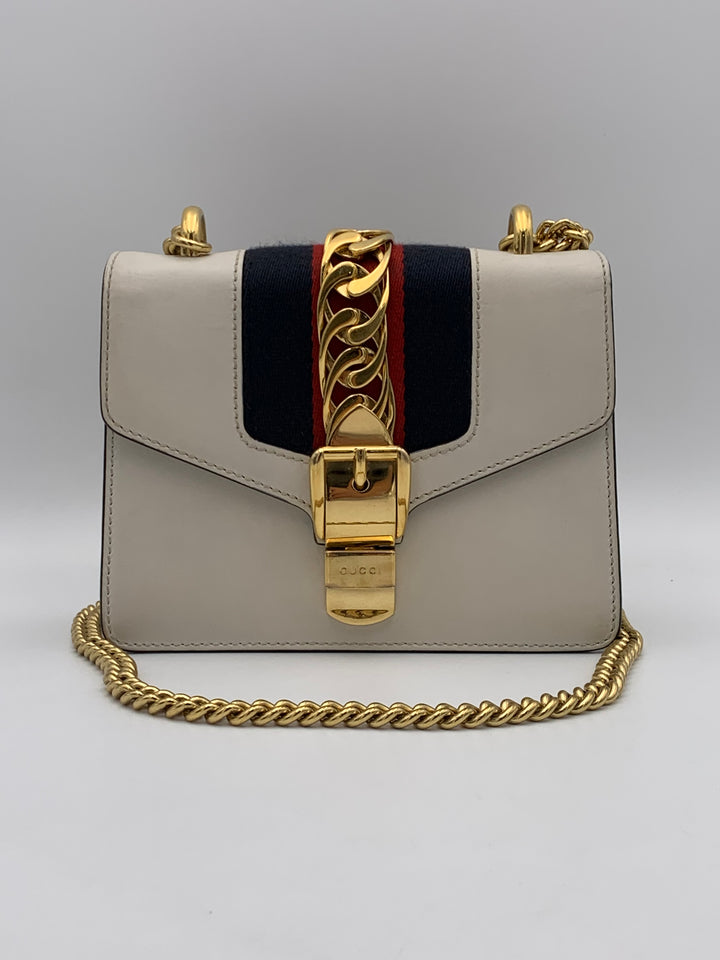 Gucci Mini Sylvie Chain Shoulder Bag White