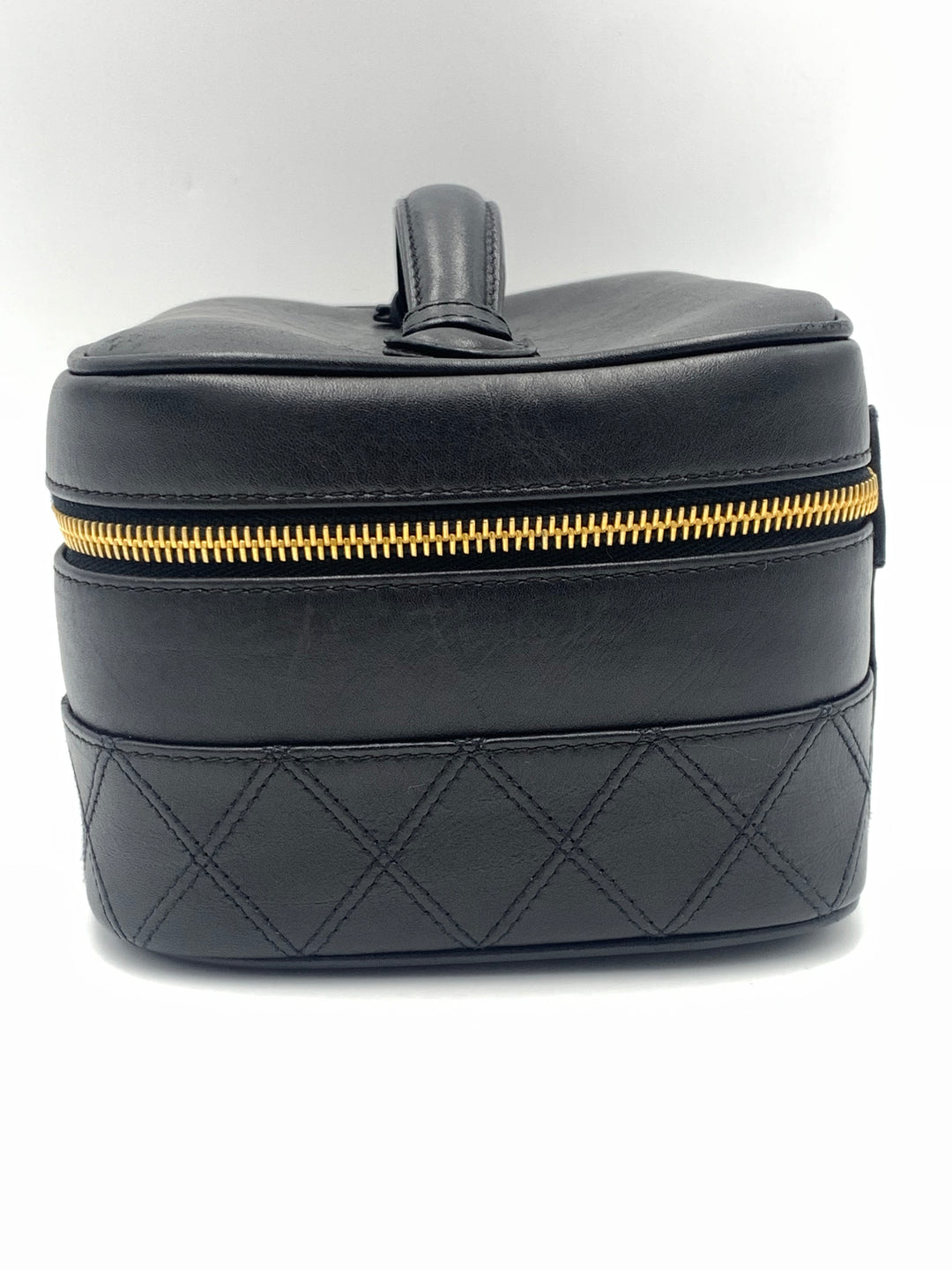 Chanel Vintage Black Leather CC Vanity Case