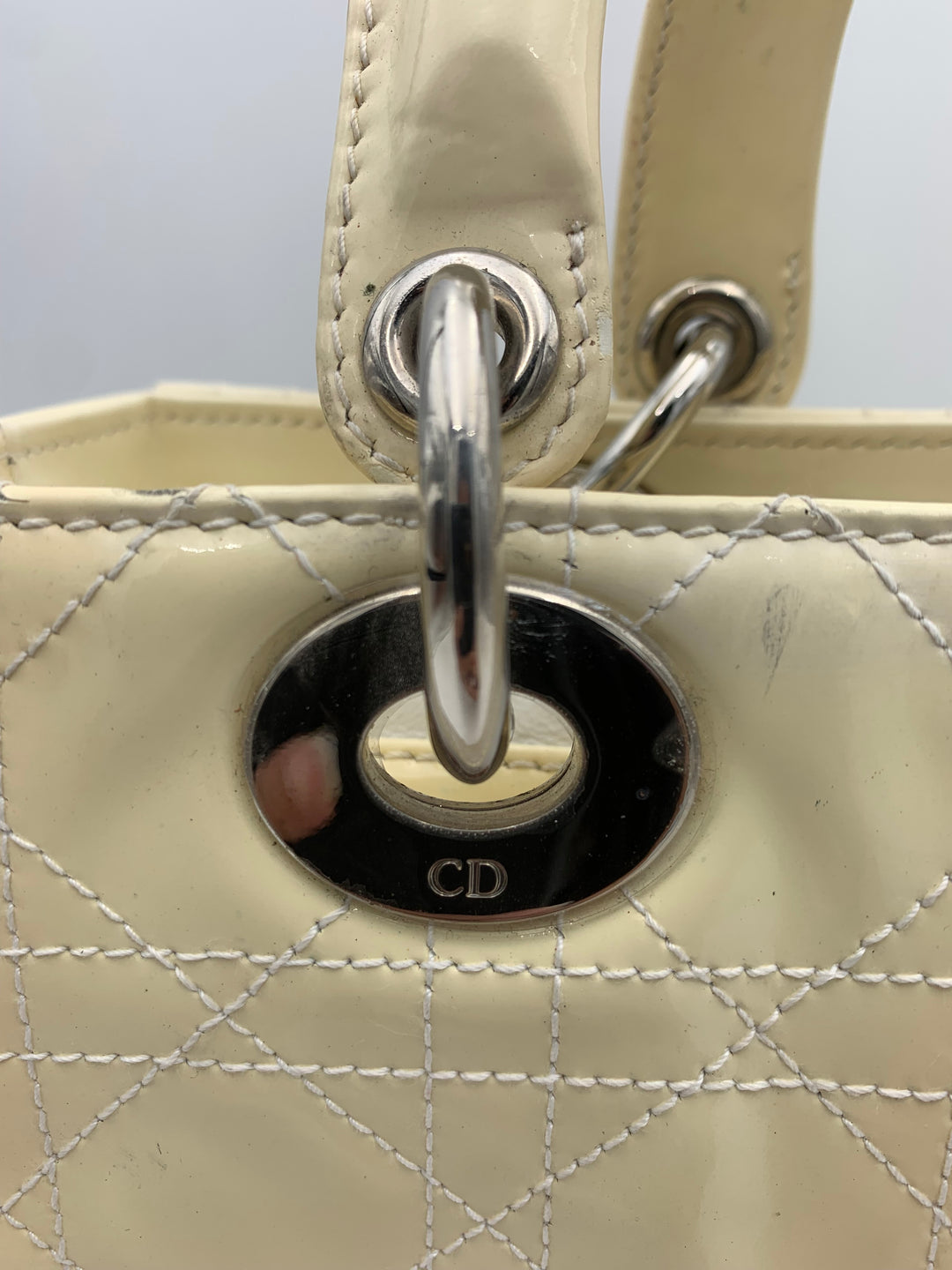 Lady Dior in Beige Cannage Patent Leather