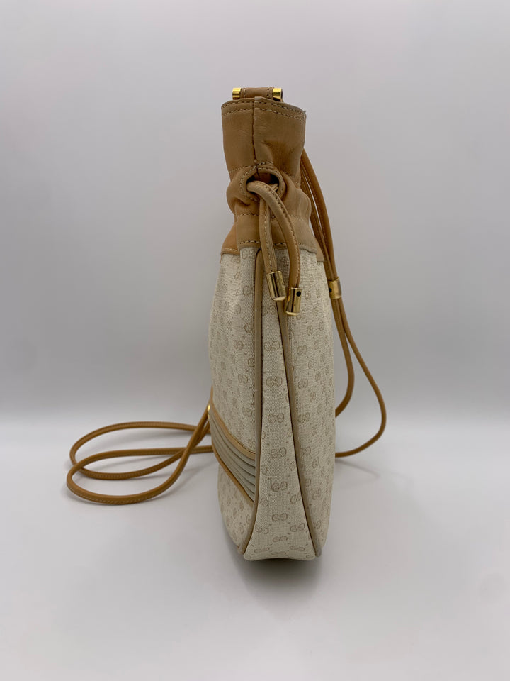 Gucci Micro GG White Vintage Bucket Bag with Pouch