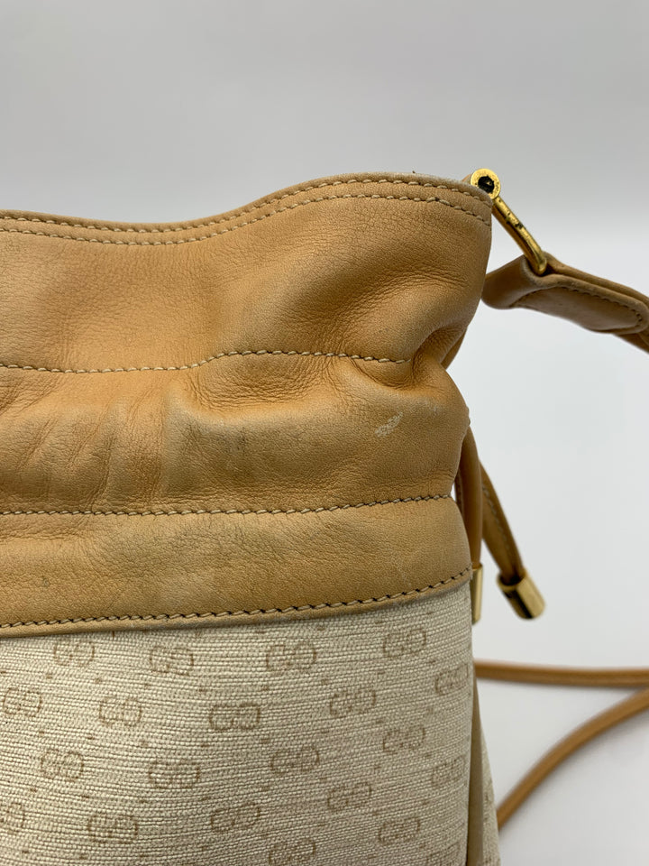 Gucci Micro GG White Vintage Bucket Bag with Pouch
