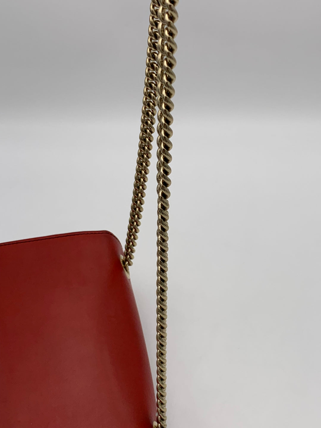 Gucci Coral Red Leather Small Emily Chain Shoulder Strap